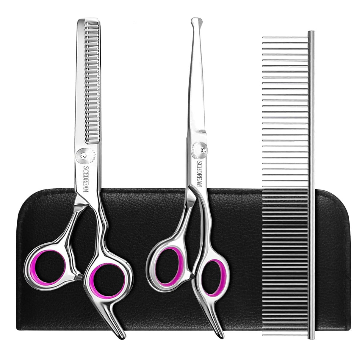 Dog Grooming Scissors Kit with Safety Round Tips, Professional 6 in 1 Grooming Scissors for Dog, Cats, Pets