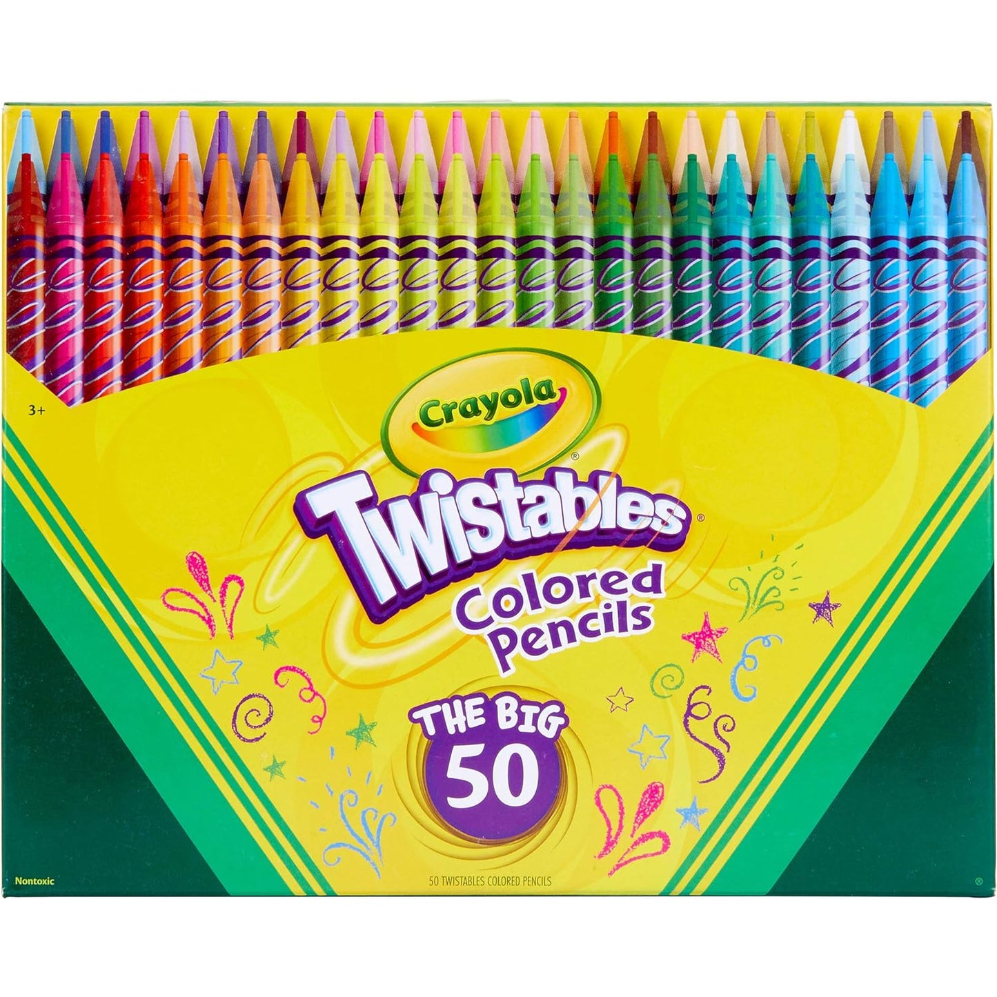 Crayola Twistables Colored Pencil Set (50ct), No Sharpen Colored Pencils For Kids, Kids Art Supplies, Coloring Set, Gifts, 4+ [Amazon Exclusive]