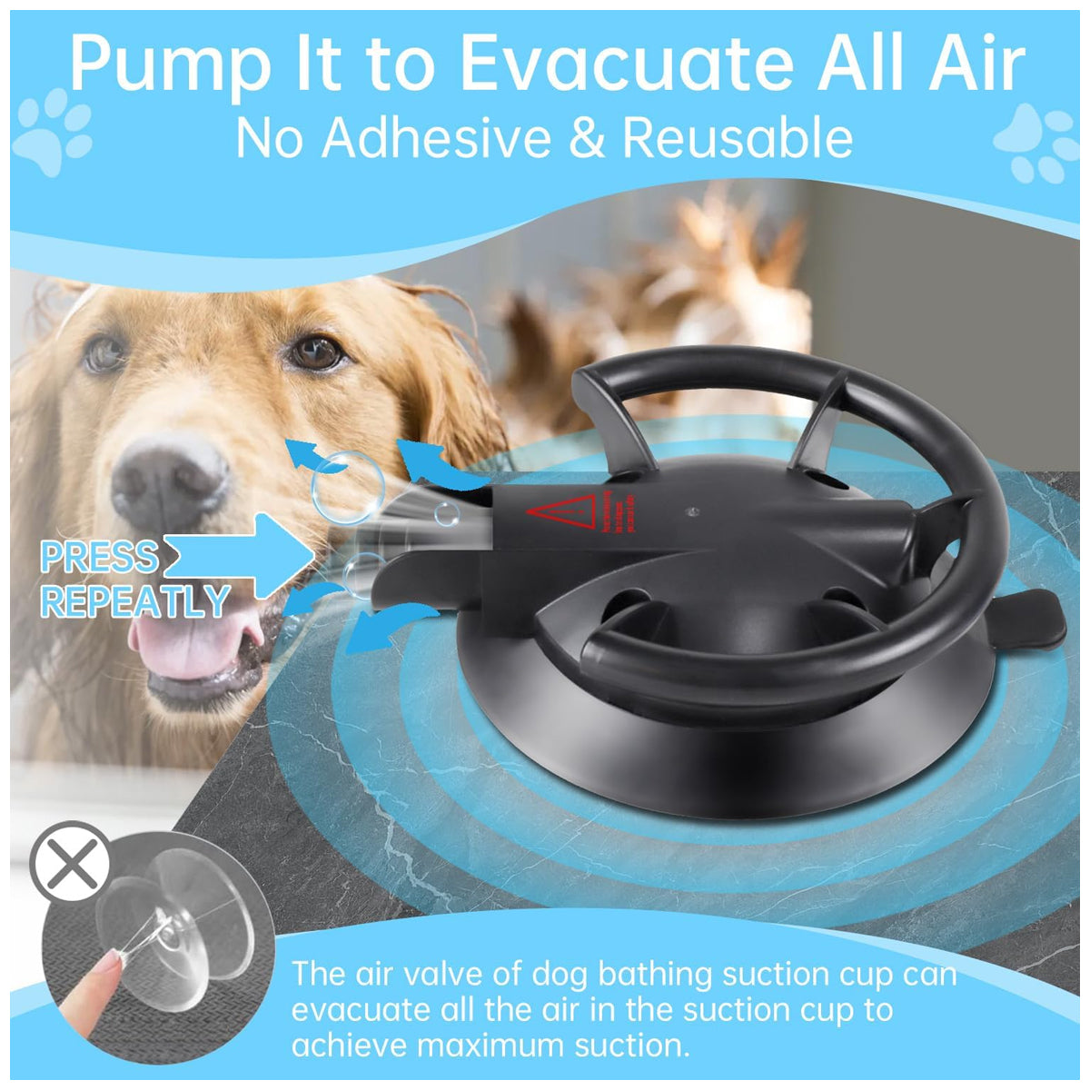 Heavy Duty Dog Bathing Suction Cup for Large Dog Within 110LBS, Pet Dog Cat Bath Holder Suction Cup Anchor for Grooming Bathtub Restraint