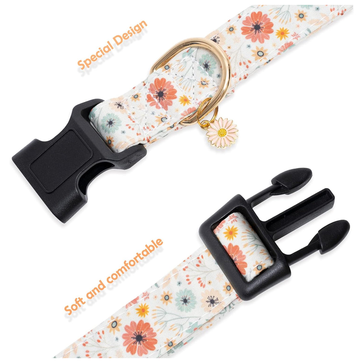 Cotton Designer Dogs Collar Cute Flower Dog Collars for Girl Female