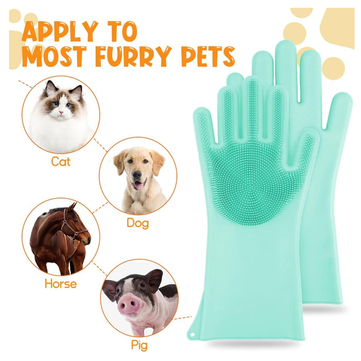 Versatile Pet Grooming Gloves: Shedding, Bathing, and Massaging Tool for Dogs and Cats - Food Grade Silicone, Suitable for Puppies and Kittens