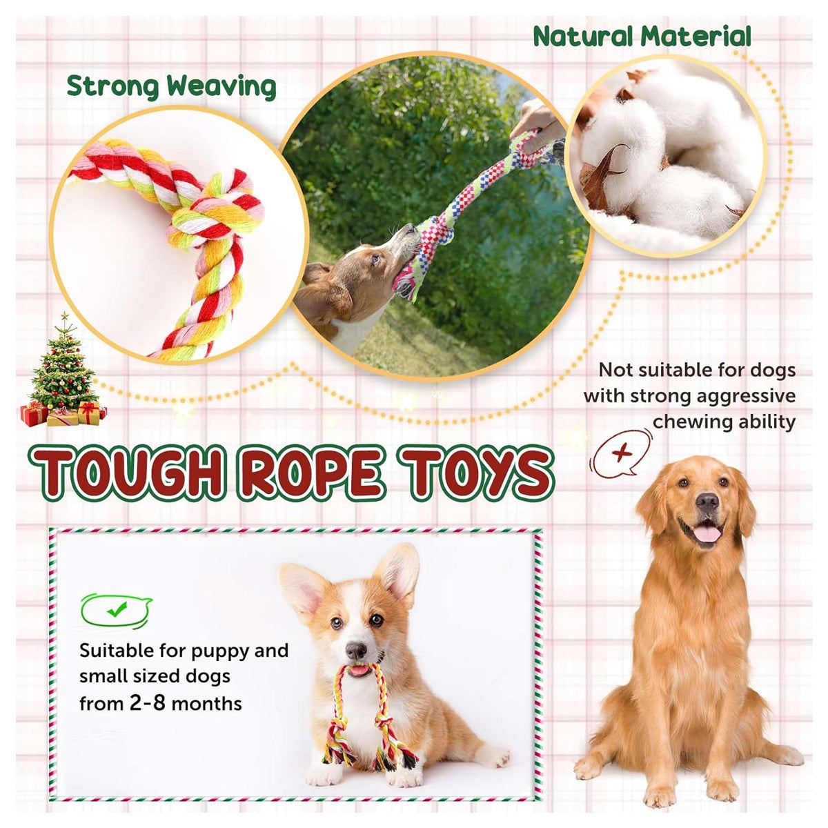 9 Pack Dog Toys - Luxury Puppy Chew Toys for Teething, Cotton Squeaky Plush for Small Dogs