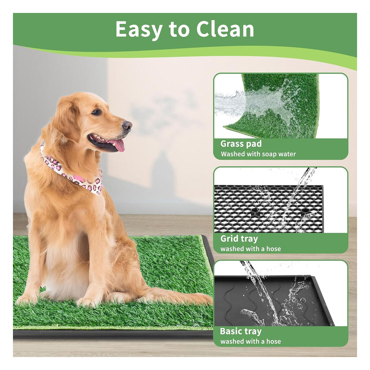 Grass Pad for Dogs,17”x25” Dog Grass Pad with Tray,Indoor&Outdoor Dog Potty Tray