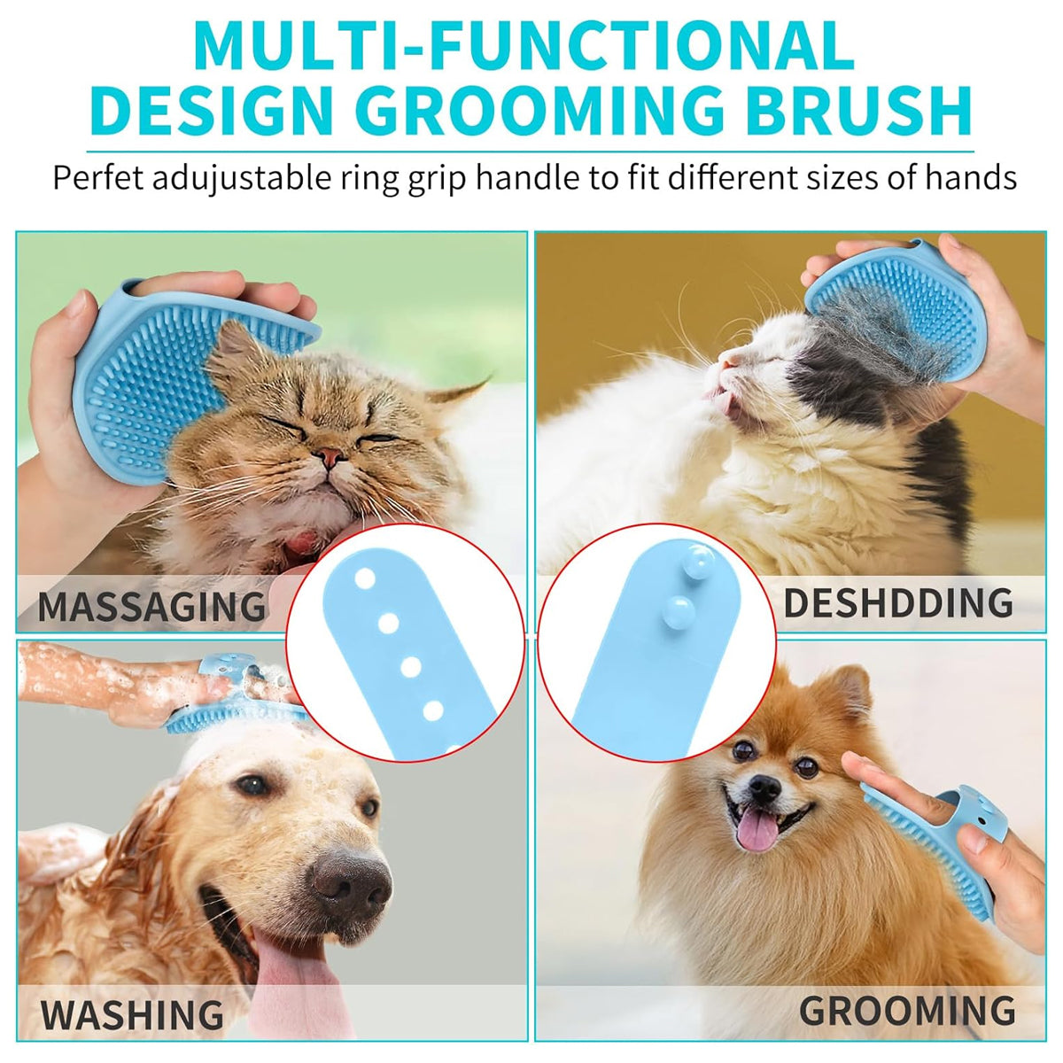 3PCS Dog Bath Brush | Dog Shampoo brush | Dog Scrubber for Bath