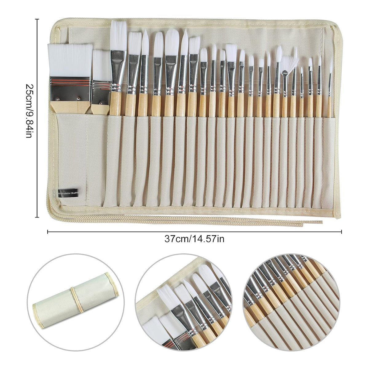 24-Piece Professional Painting Brushes Set with Canvas Case