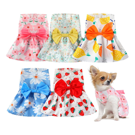 5 Floral Puppy Dresses for Small Dogs: Princess Bowknot Summer Outfits