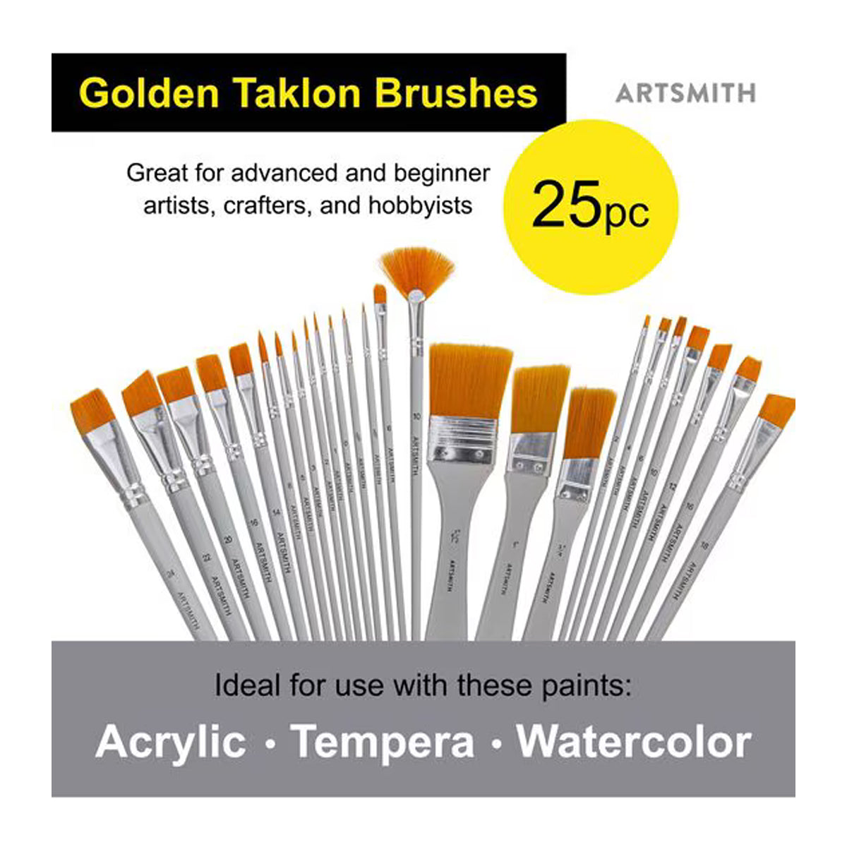 25ct Gold Taklon Variety Brushes by Artsmith