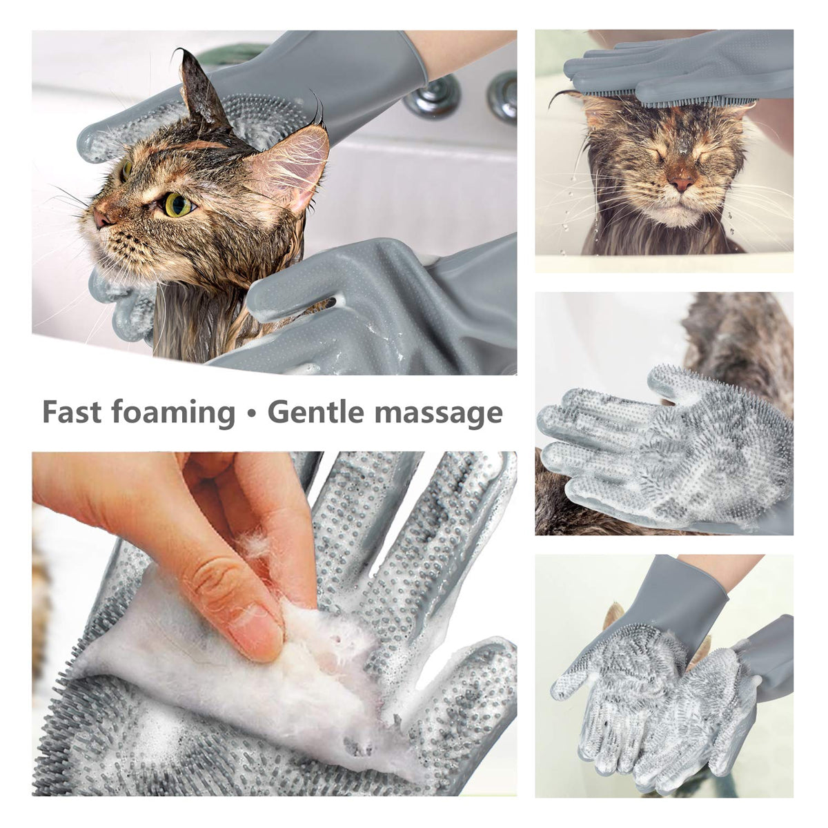 Enhanced Five Finger Pet Grooming Gloves: Gentle Bathing Brush and Deshedding Mitt - Efficient for Dogs, Cats, Rabbits, and Horses - 1 Pack