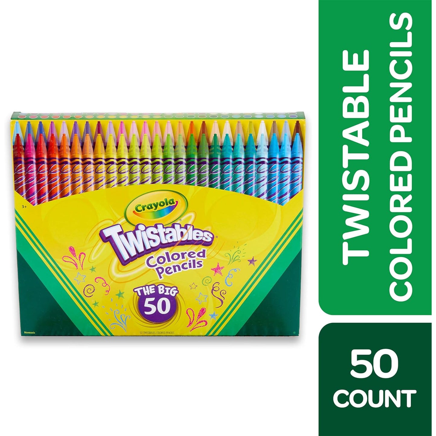 Crayola Twistables Colored Pencil Set (50ct), No Sharpen Colored Pencils For Kids, Kids Art Supplies, Coloring Set, Gifts, 4+ [Amazon Exclusive]