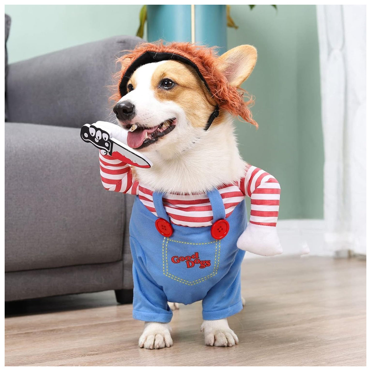 Pet Dog Clothing Funny Clothing Wig and Knife Novelty Funny Horror Props Clothing Accessories