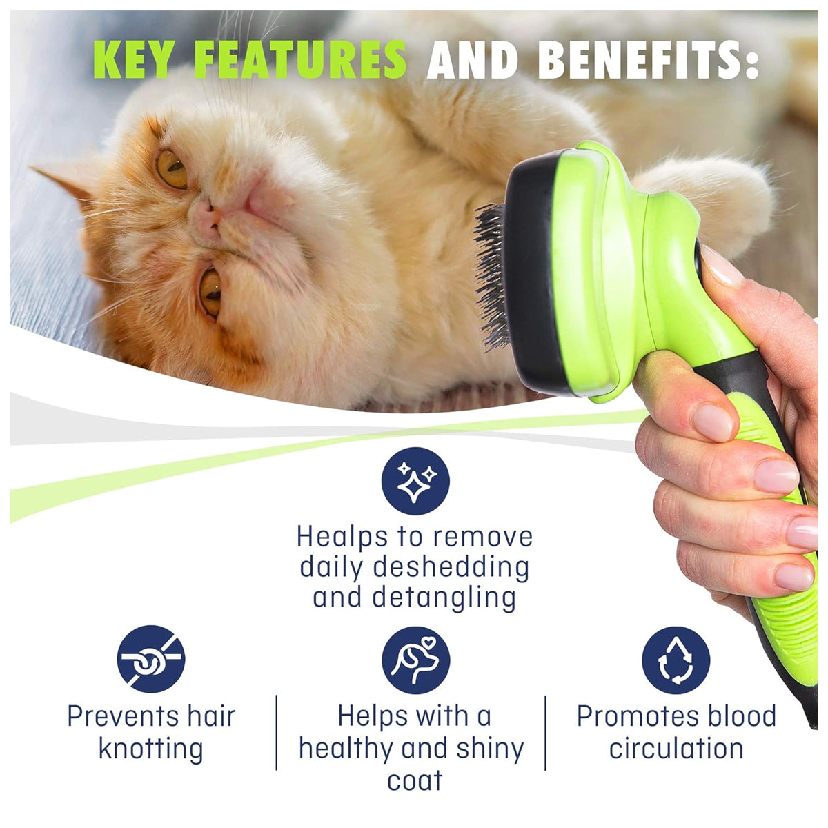 Slicker Brush for Dogs, Cats, and Pets with One-Click Self-Cleaning Function