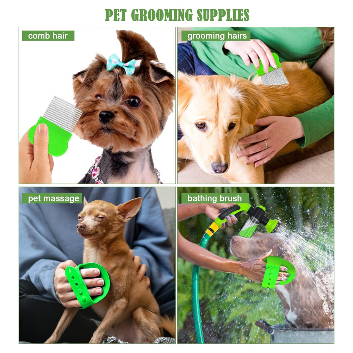 Pup Jet Dog Wash Outdoor, 8-in-1 Dog Sprayer Hose Attachment with Dog Shower Brush