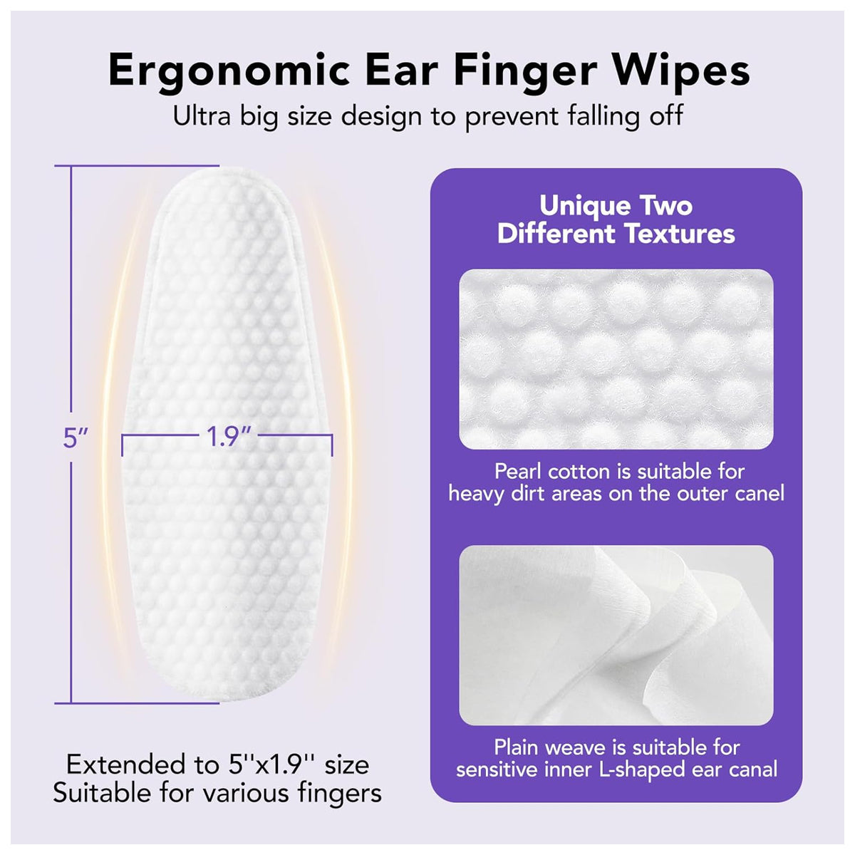 Ear Finger Wipes for Dogs & Cats - Gently Remove Ear Wax, Debris - Sooths & Deodorizes