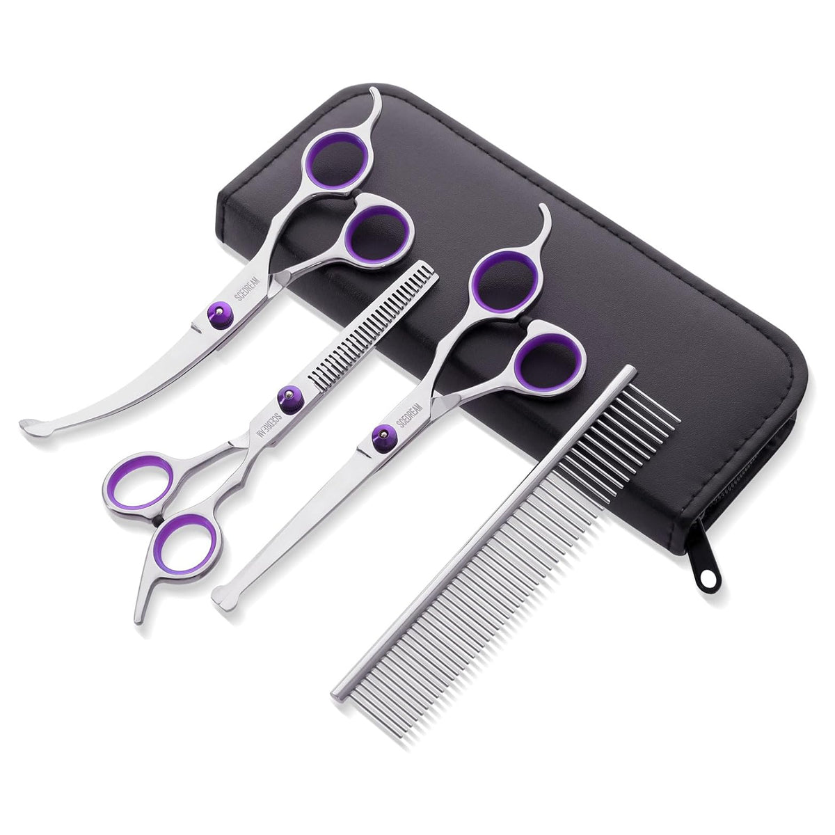 Dog Grooming Scissors Kit with Safety Round Tips, Professional 6 in 1 Grooming Scissors for Dog, Cats, Pets