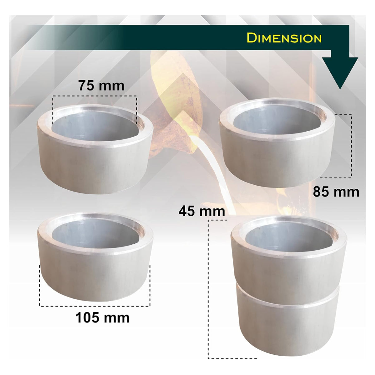 105 mm Aluminium 2 Part Mold Rings Delft Clay Petrobond Sand Casting