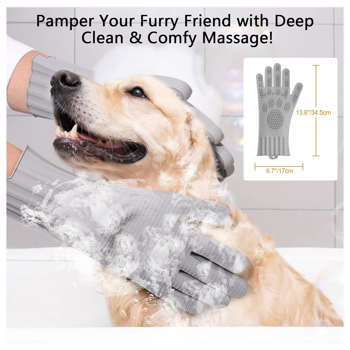 Magic Pet Grooming Gloves: Heat-Resistant Silicone Brush with High-Density Teeth - Efficient Dog Bathing and Hair Removal Tool for Cats & Dogs