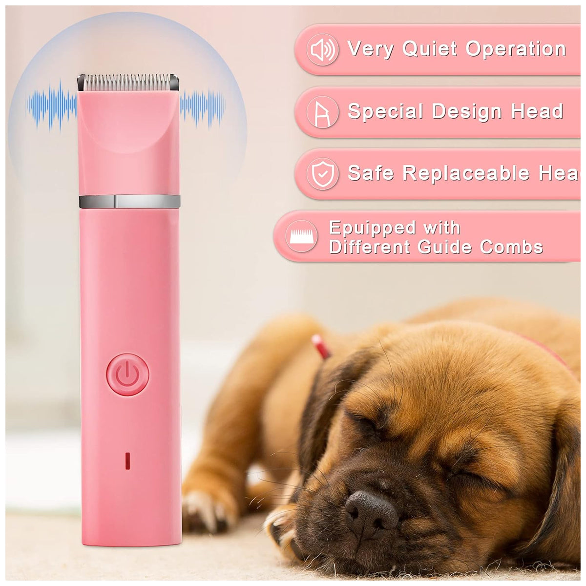 Dog Clippers Grooming Kit Hair Clipper-Low Noise Paw Trimmer- Rechargeable