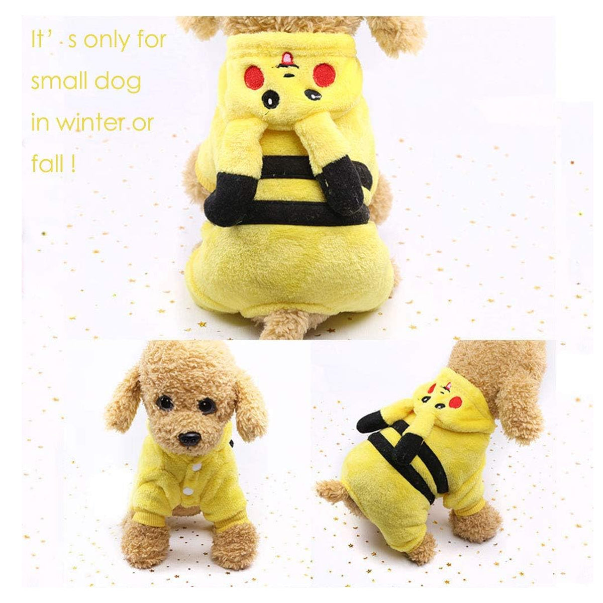 Cute Soft Dog Costume Flannel Dog Coat Picachu Lovely Warm Dog Clothes