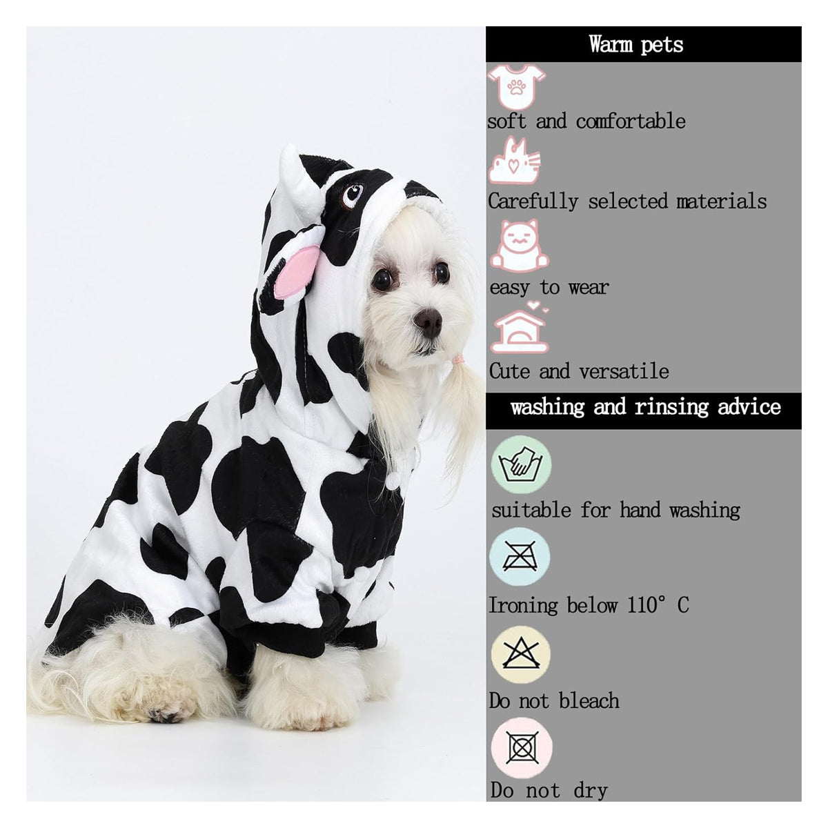 Cow pet Clothing, Small and Medium-Sized cat and Dog Clothing, Modeling Cow Role-Playing Dog