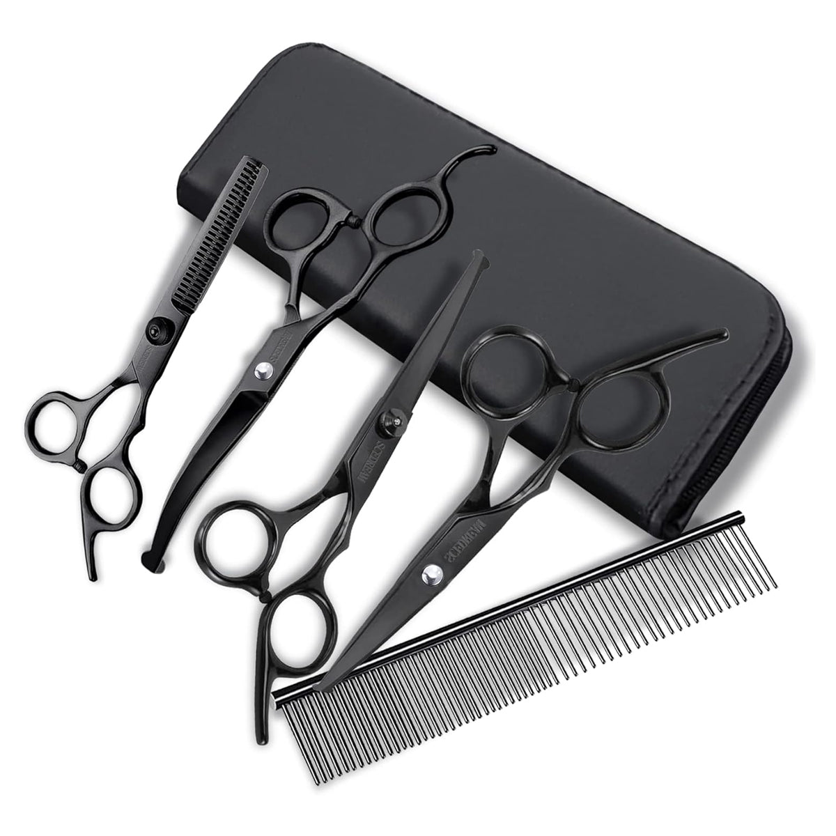 Dog Grooming Scissors Kit with Safety Round Tips, Professional 6 in 1 Grooming Scissors for Dog, Cats, Pets