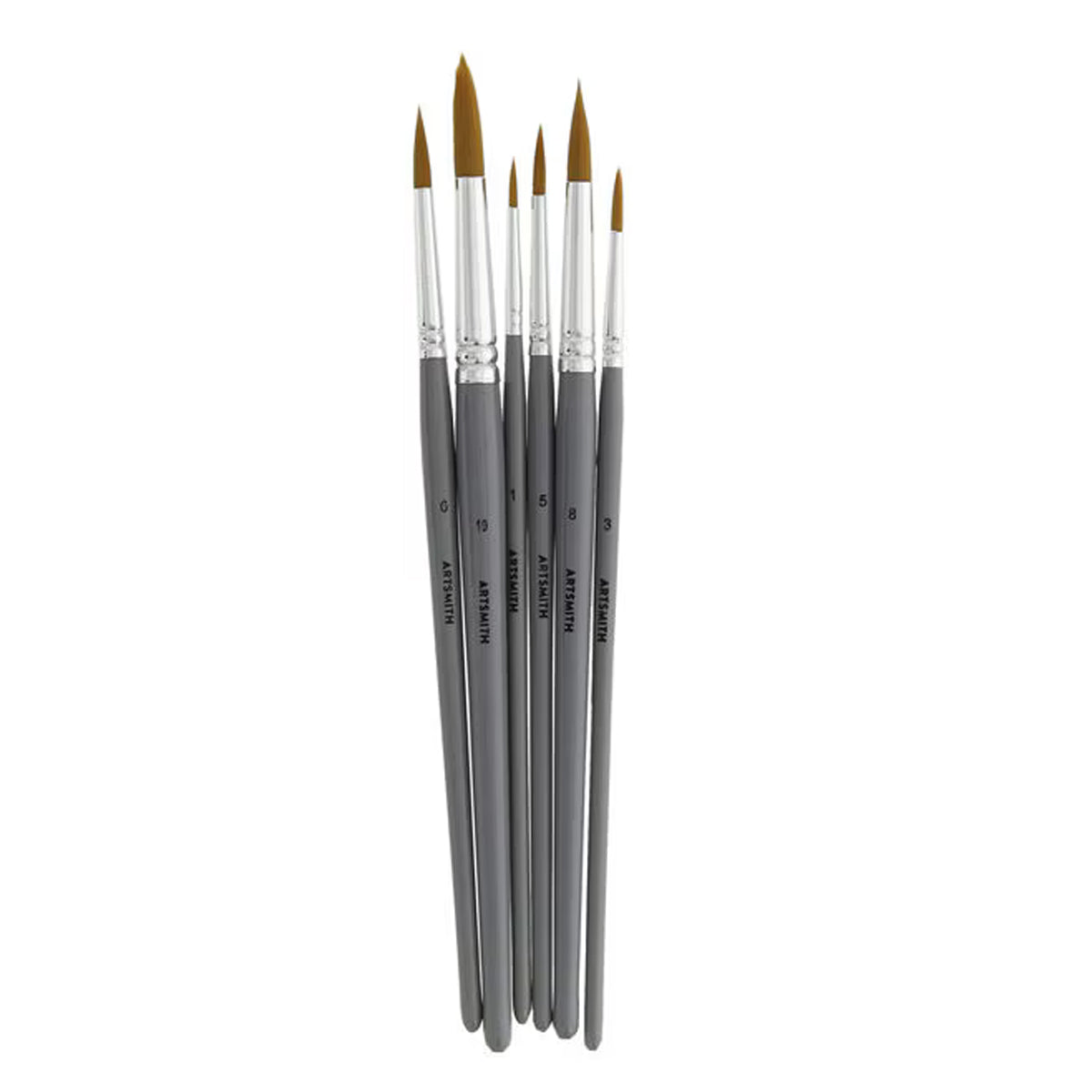 6ct Gold Taklon Round Brushes by Artsmith