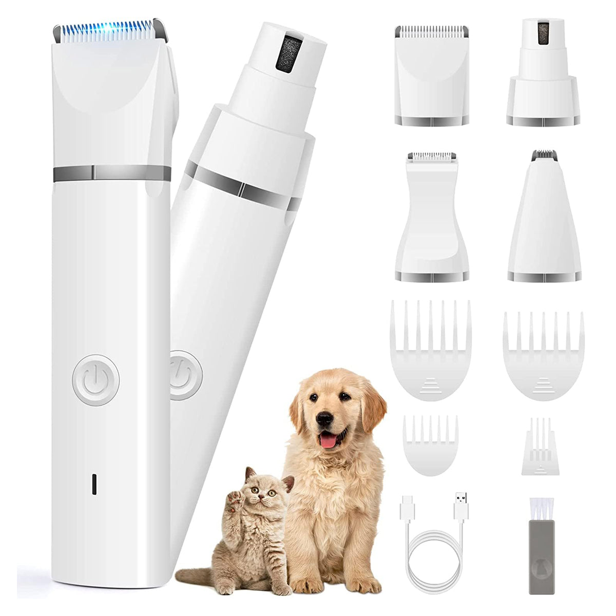 Dog Clippers Grooming Kit Hair Clipper-Low Noise Paw Trimmer- Rechargeable