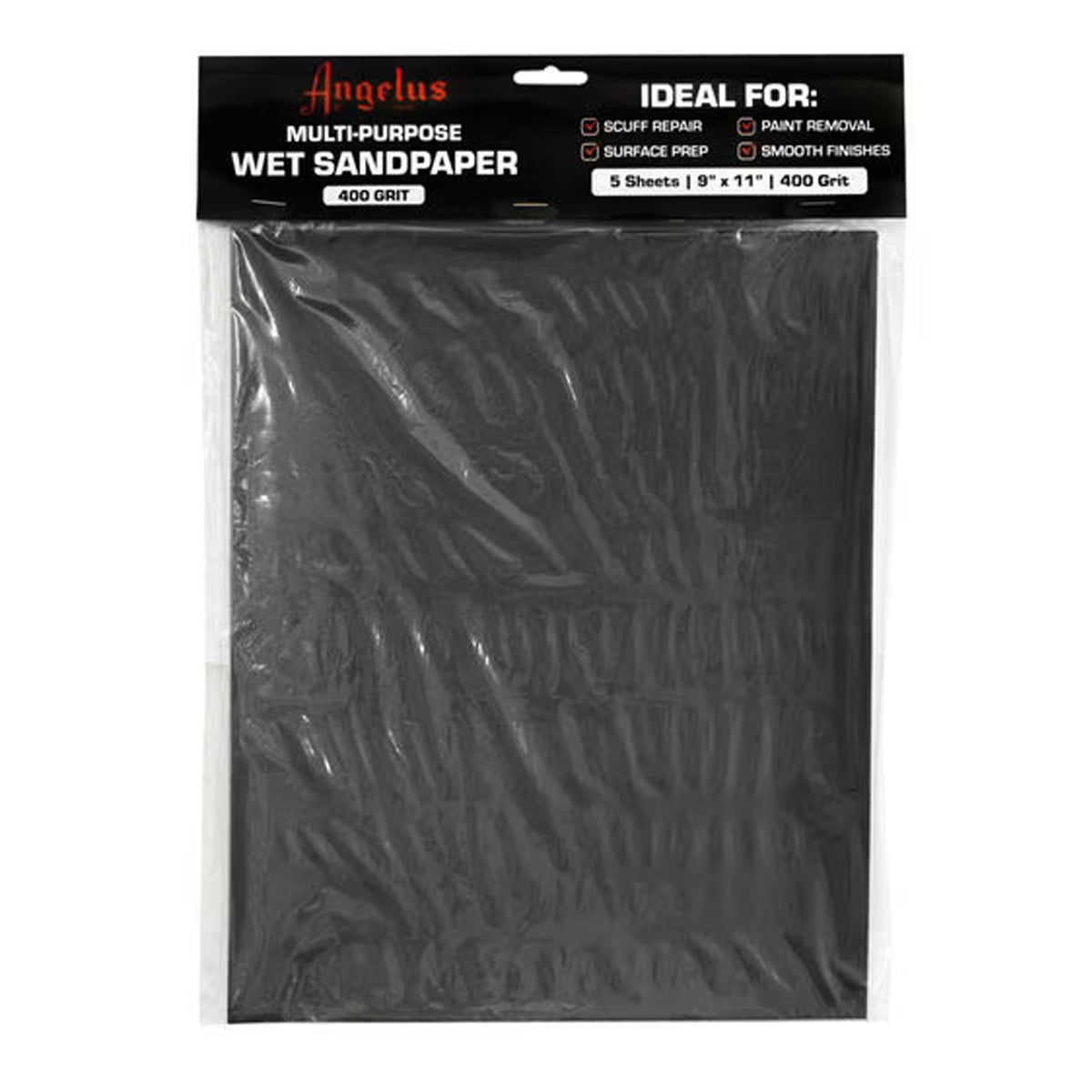 Angelus Multi-Purpose Wet Sandpaper, 9" x 11", Pack of 5, 400 Grit