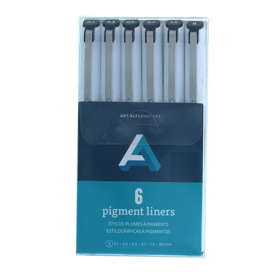 Art Alternatives Pigment Liner 6-Pen Brush Set Black