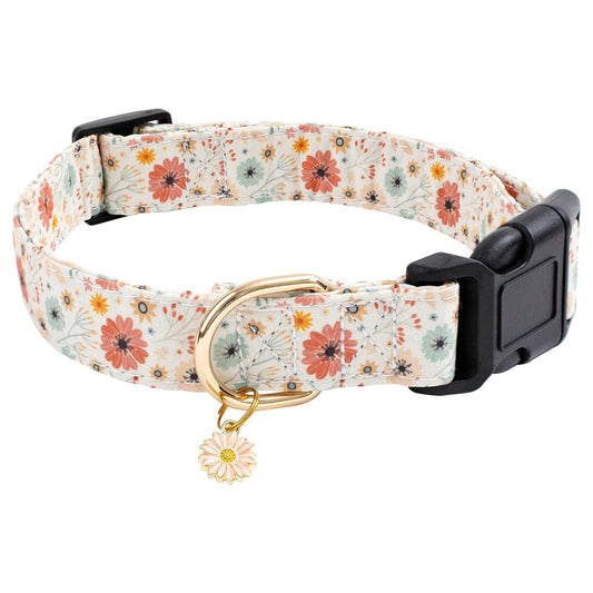 Cotton Designer Dogs Collar Cute Flower Dog Collars for Girl Female