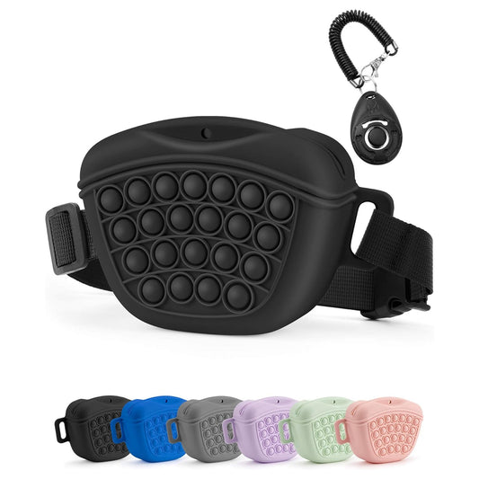 Dog Treat Pouch with Training Clicker 2.0-Upgrade Stronger Magnetic Closure to Avoid Spilling