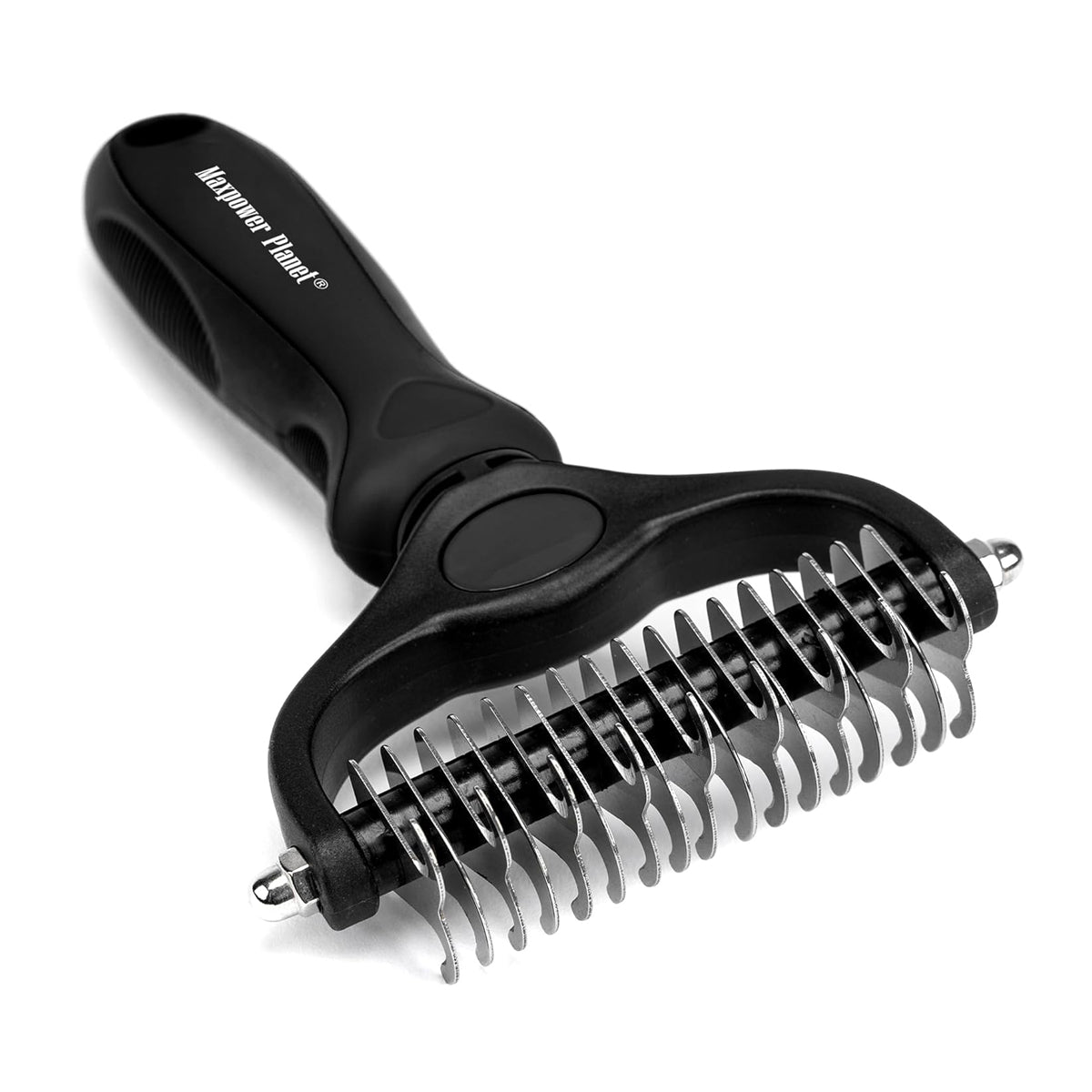 Maxpower Planet Pet Grooming Brush - Double Sided Shedding, Dematting Undercoat Rake for Dogs, Cats