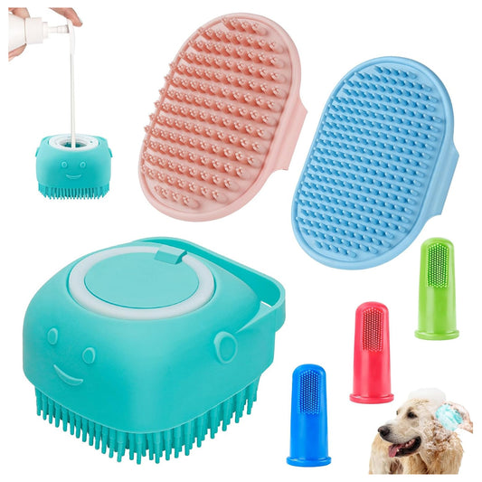 3PCS Dog Bath Brush | Dog Shampoo brush | Dog Scrubber for Bath