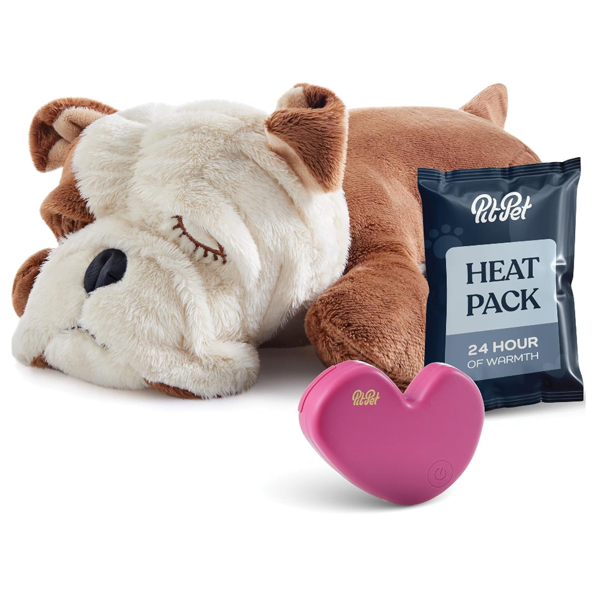 Calming Heartbeat Plush Dog Toy with Anxiety Relief - Includes Disposable Heat Pack