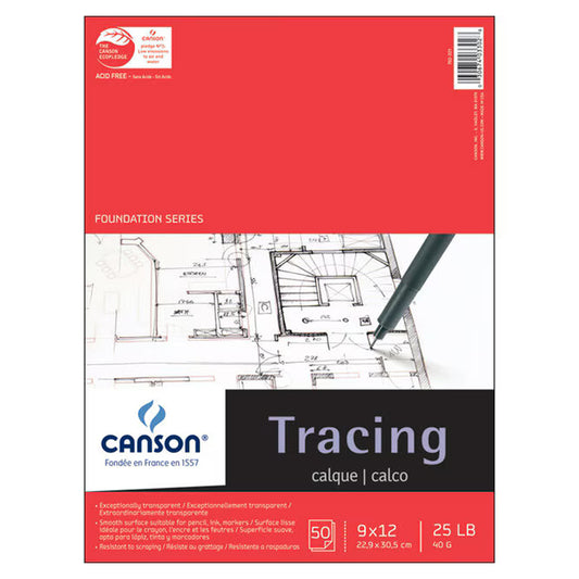 Canson Foundation Series Tracing Paper Pad 9"X12" 50 sheets