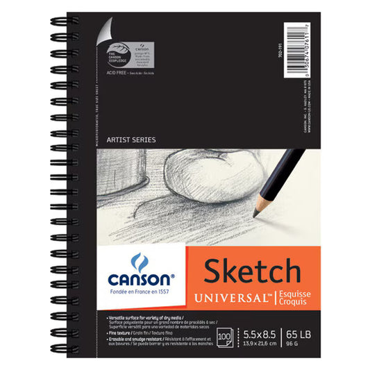 Canson Universal Spiral Sketch Book 5.5"X8.5" 100 Sheets