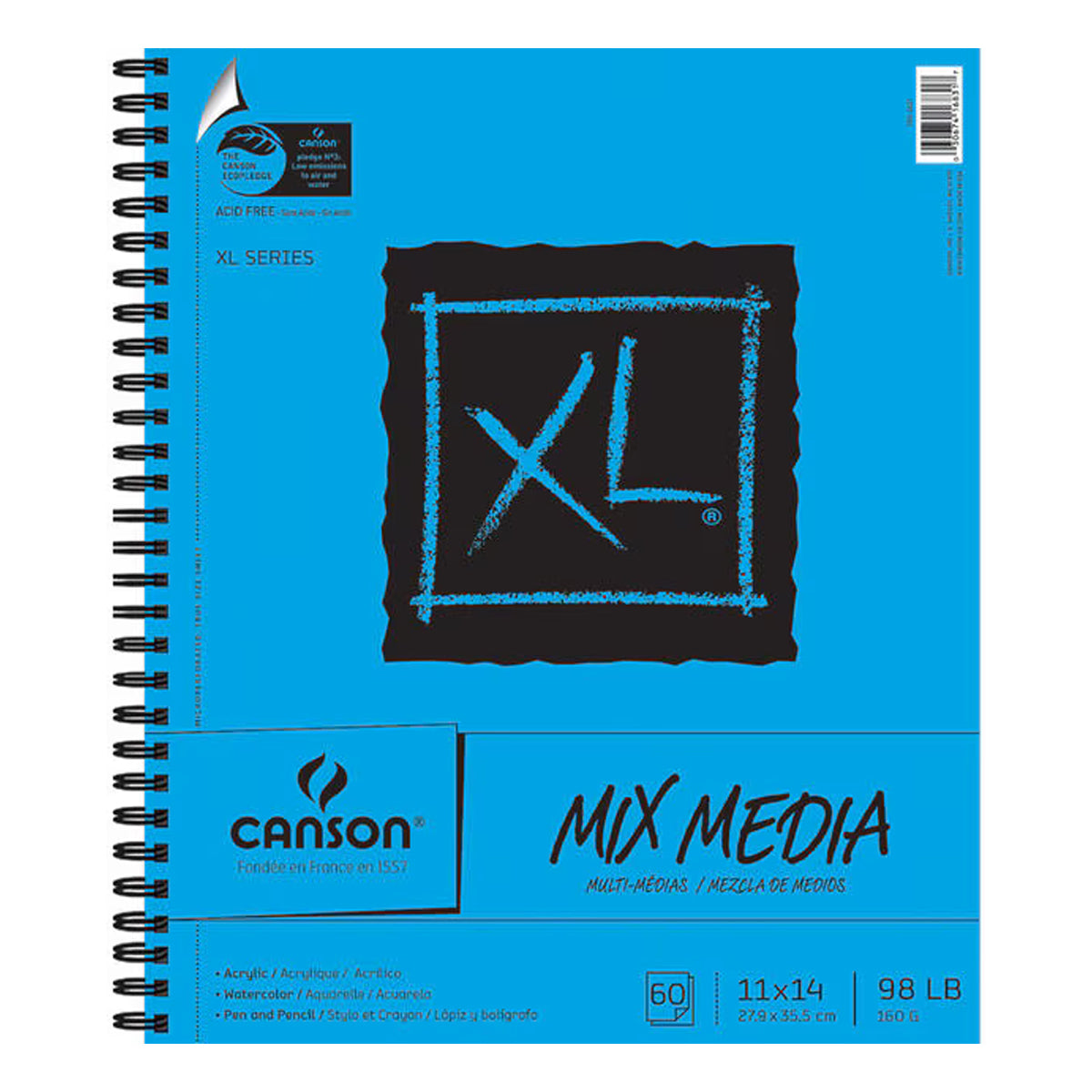 Canson XL Spiral Multi Media Paper Pad 11"X14" 60 Sheets