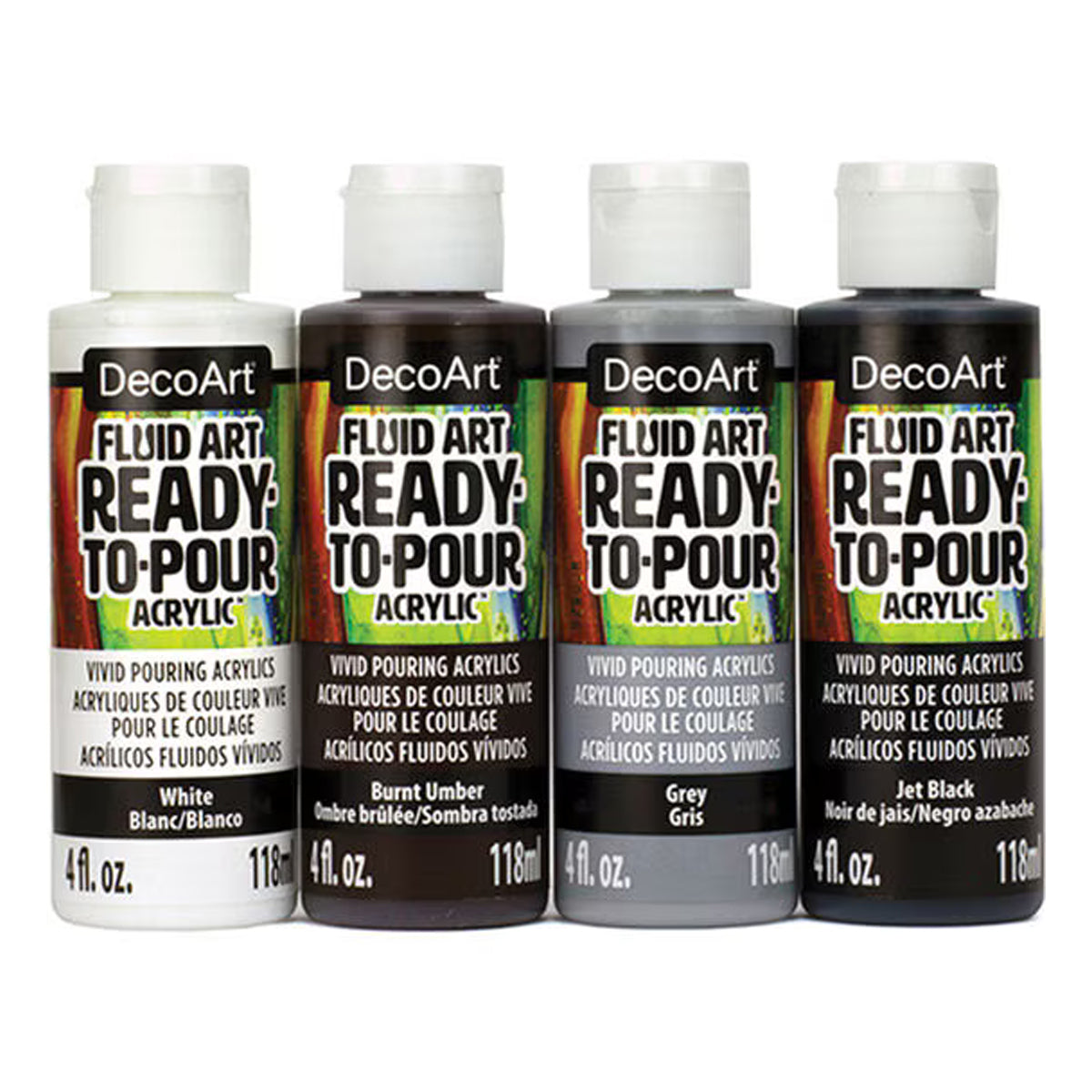 DecoArt 4oz Neutral Fluid Art Acrylic Paint 4ct