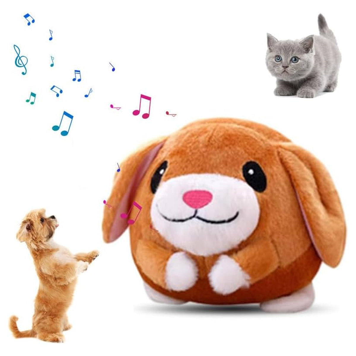 Active Moving Pet Plush Toy, 2024 New Interactive Dog Toys Talking Squeaky Moving Ball Toy