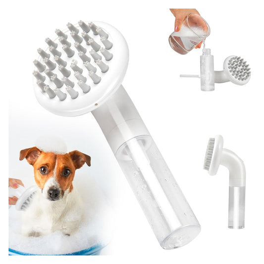 Dog Bath Brush 3 in 1 Dog Scrubber Shampoo Dispenser Brush