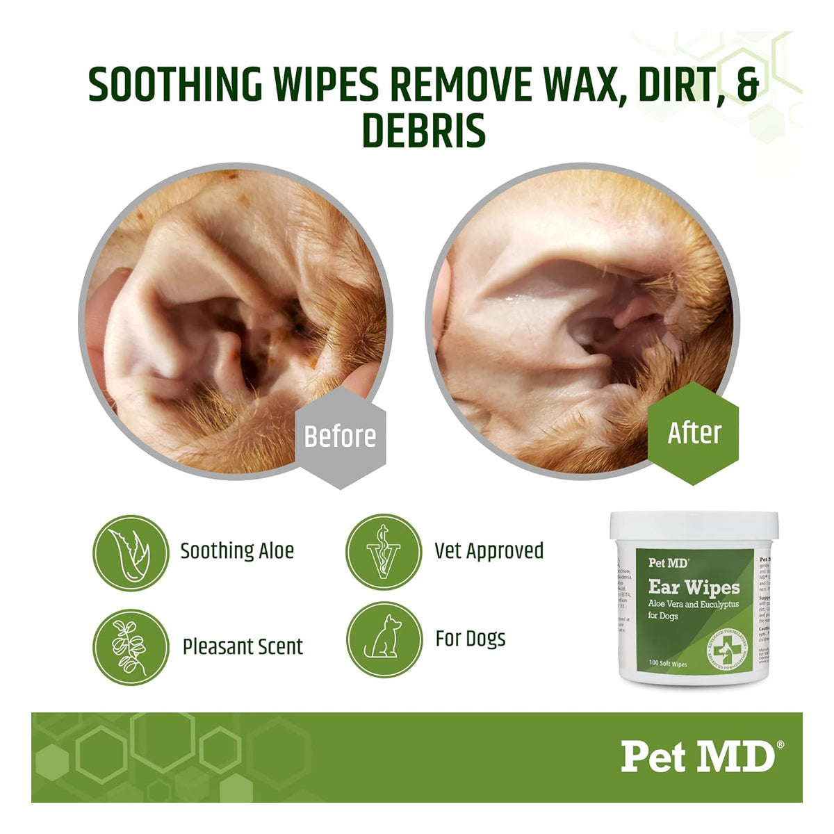 Dog Ear Cleaner Wipes - Otic Cleanser for Dogs to Stop Ear Itching