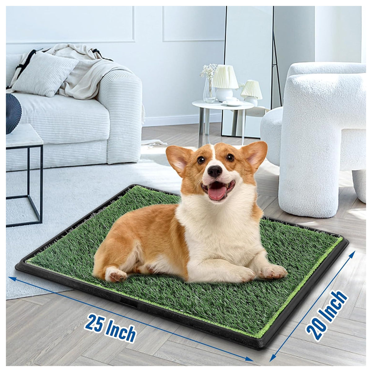 Dog Grass Pad with Tray,2 Pack Replaceable Artificial Grass Puppy Training Pad