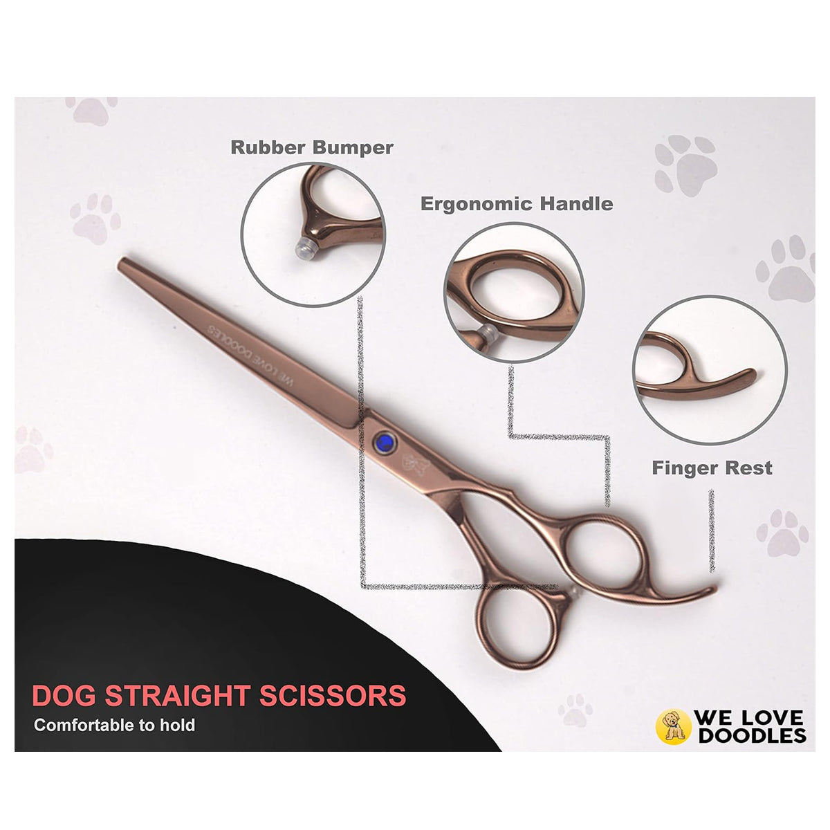 Goldendoodle Grooming Scissors Kit: Professional Grade Steel Tools for Doodles, Poodles & More - Includes Straight, Curved, and Thinning Shears - 4-Piece Set