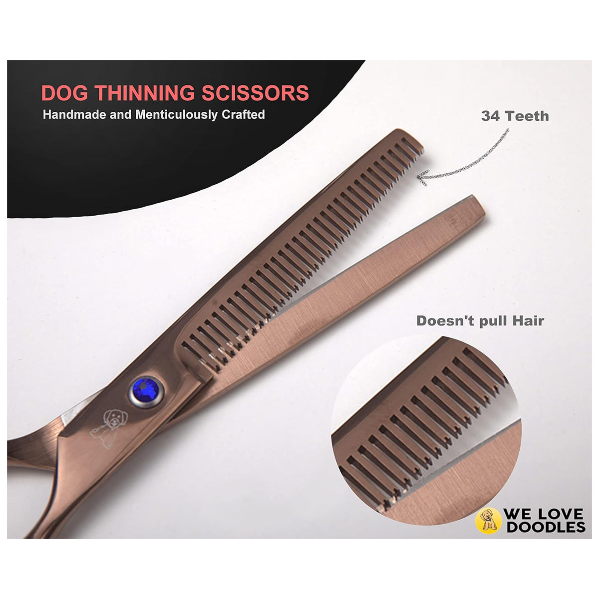 Goldendoodle Grooming Scissors Kit: Professional Grade Steel Tools for Doodles, Poodles & More - Includes Straight, Curved, and Thinning Shears - 4-Piece Set