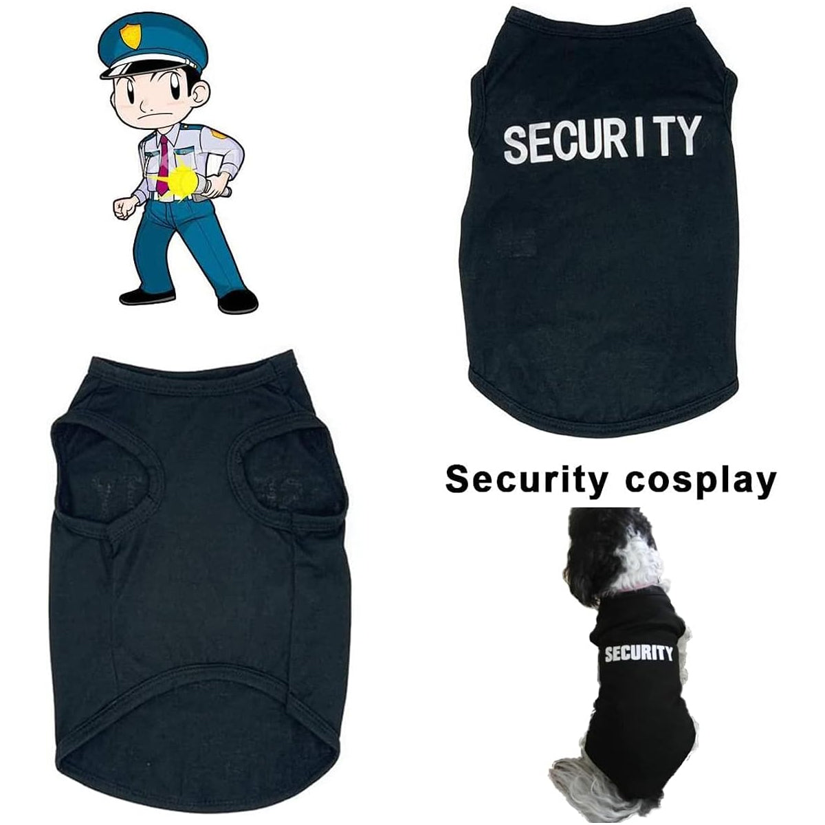 Dog Shirts Security Cat Apparel Costumes for Cosplay，Breathable Pet T-Shirts