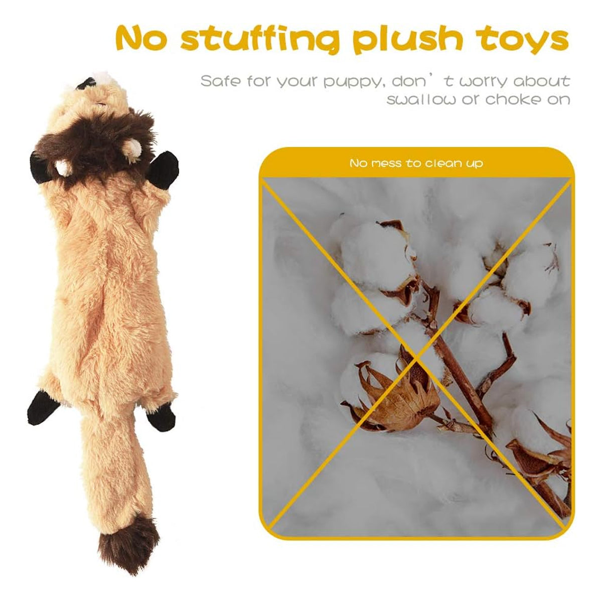 No-Stuffing Dog Squeak Toys: Plush Chew Toy for Small, Medium, and Large Breed Chewers