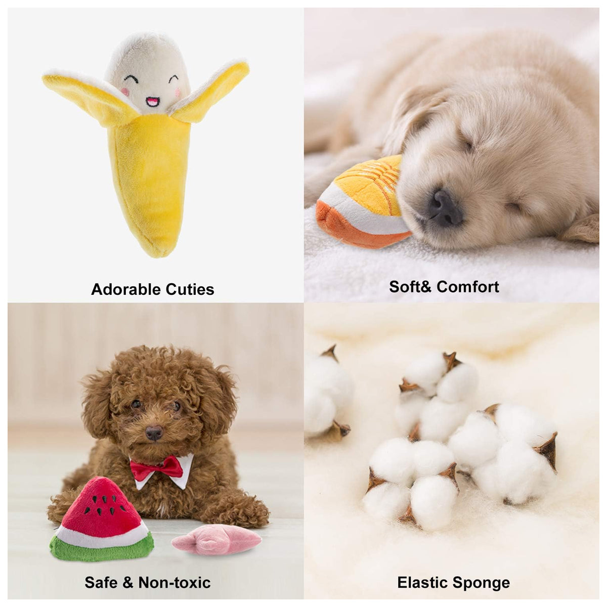 Plush Dog Squeaky Toys for Small Dogs - Stuffed Toys with Squeakers