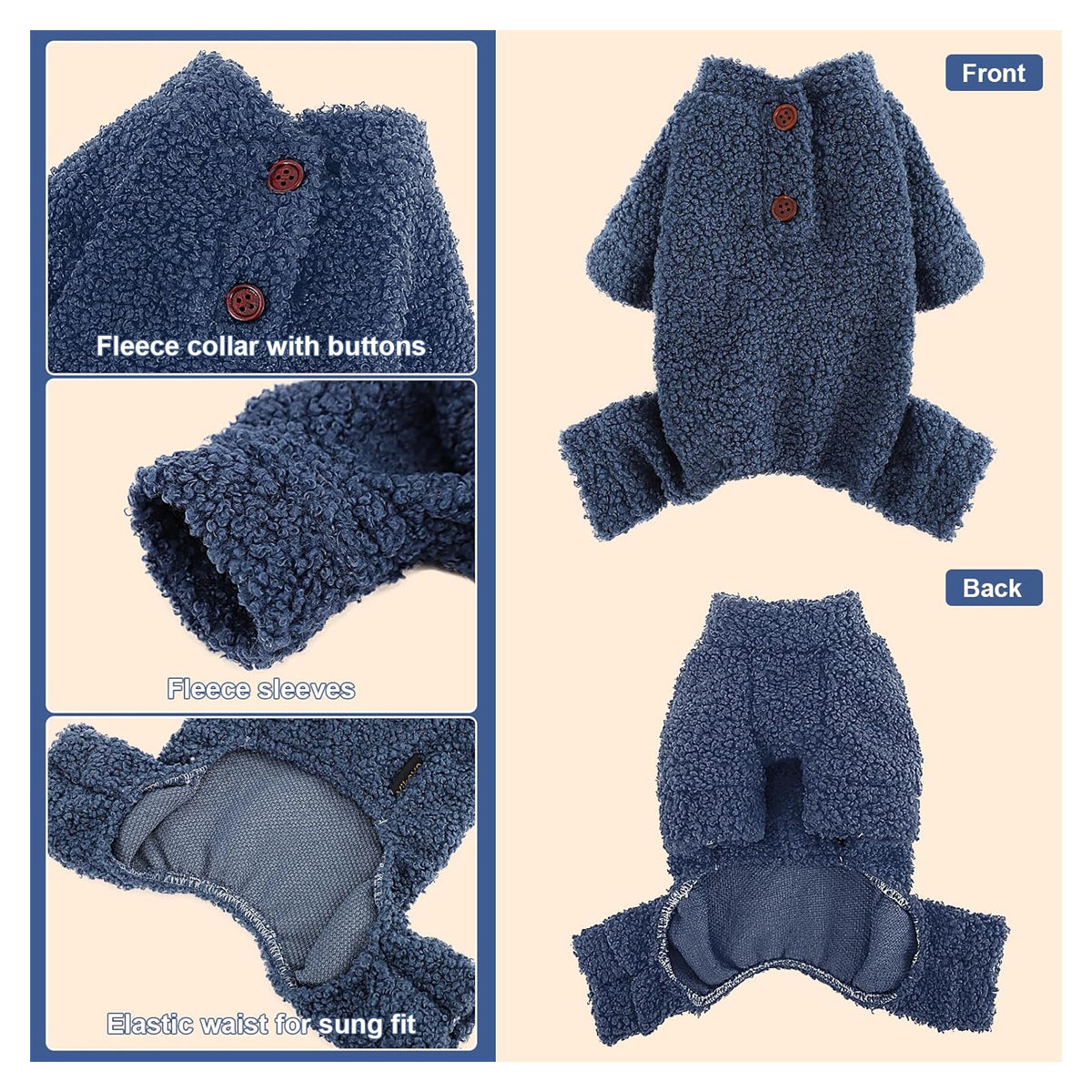 Dog Sweaters for Small Dogs Winter Small Dog Sweater Jumpsuits Fleece Warm Dog Clothes Dog Pajamas Pet Clothing