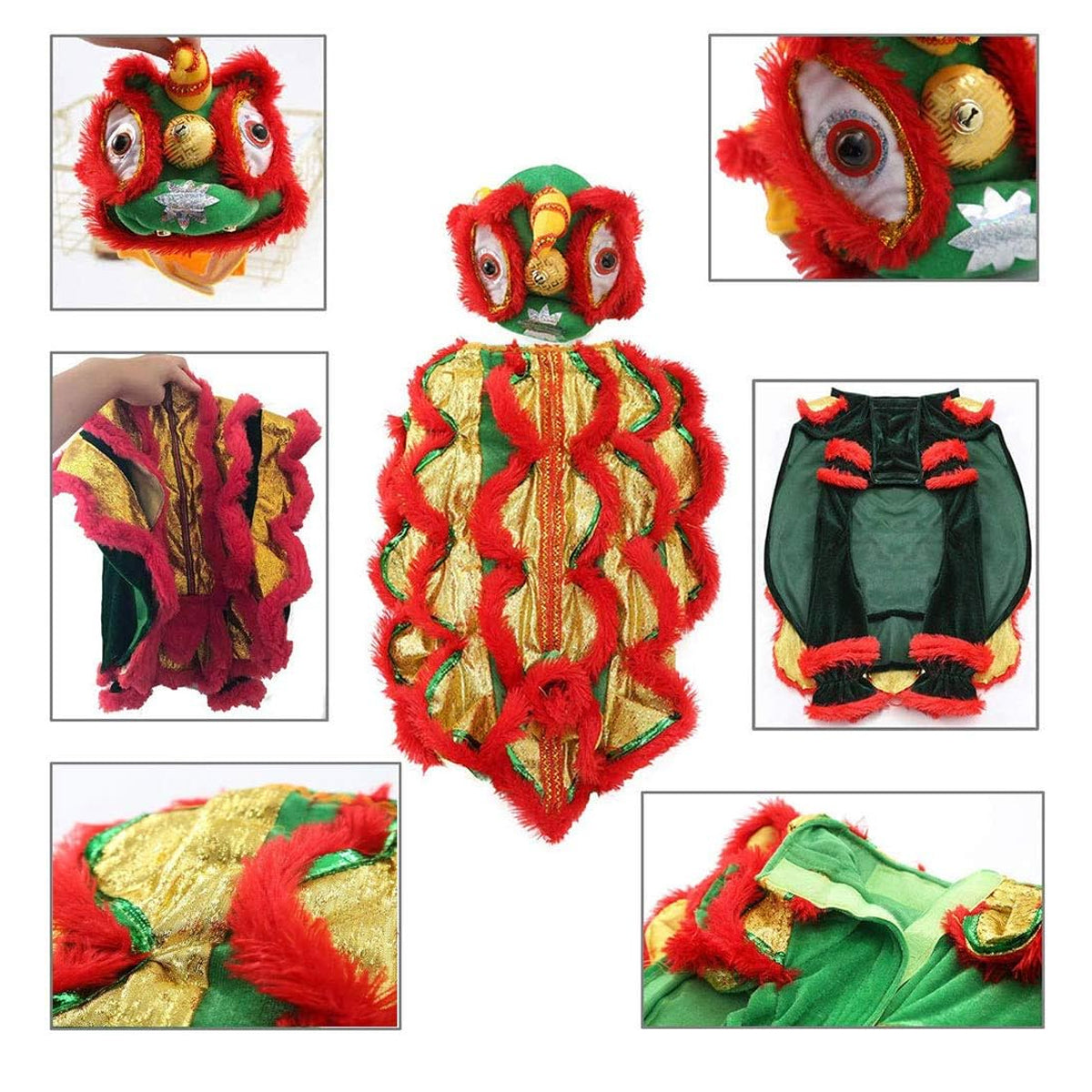 Dragon Cat Dog Costume Lion Dance Clothing, Outdoor Warm Dog Winter Coats Chinese New Year Style Funny Stuff Costume