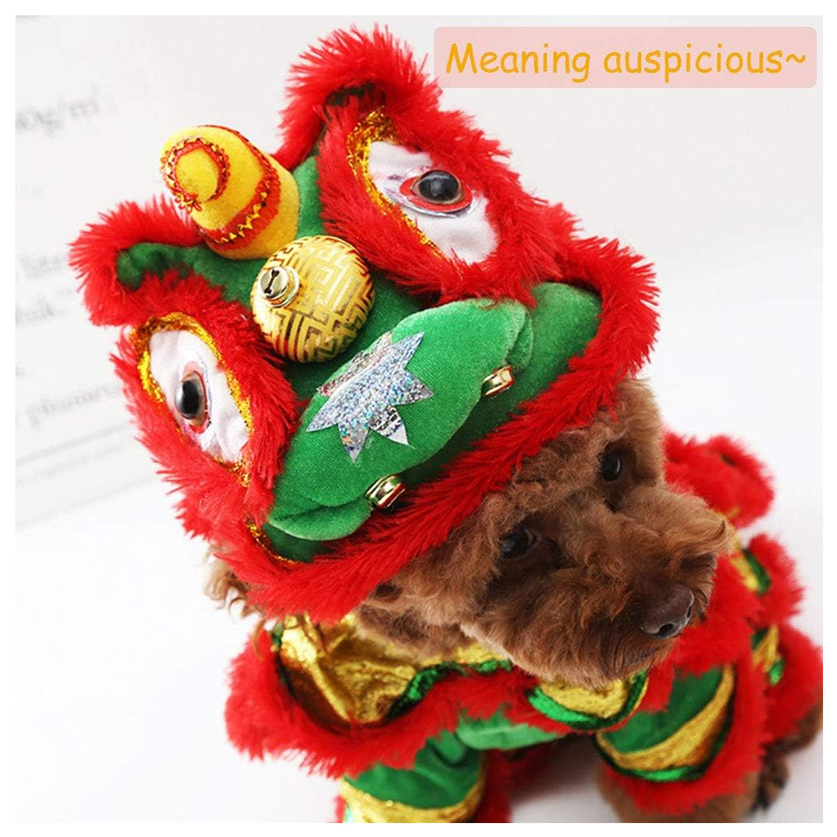 Dragon Cat Dog Costume Lion Dance Clothing, Outdoor Warm Dog Winter Coats Chinese New Year Style Funny Stuff Costume