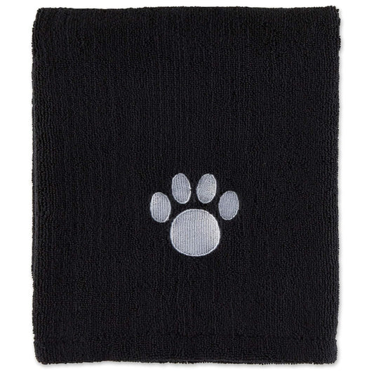 Pet Grooming Towel Collection Absorbent Microfiber X-Large, 41x23.5", Embroidered Black